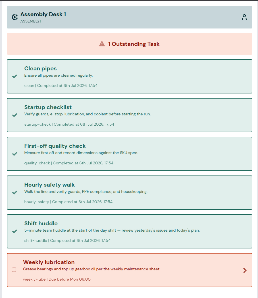 Track tasks and SOPs